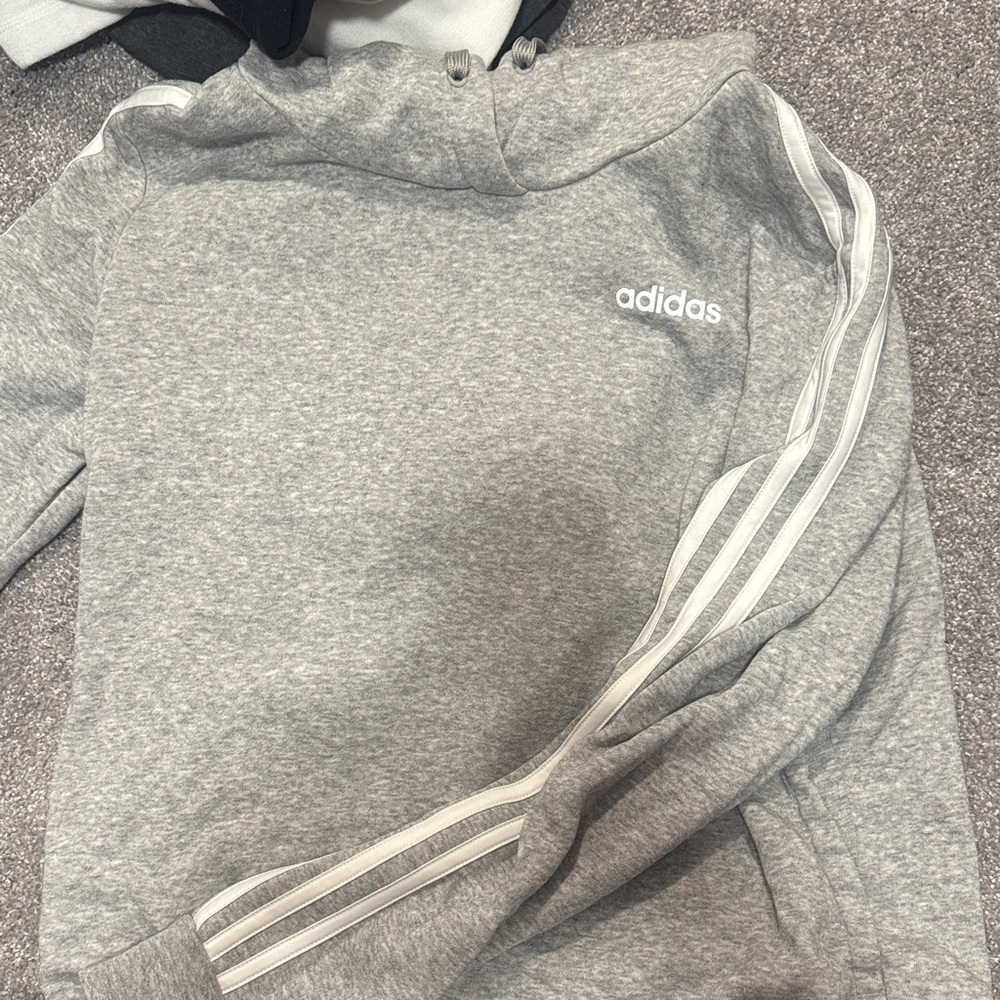 Adidas Heather Gray Sweatshirt with White Accents